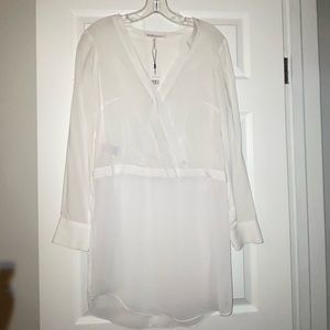 BCBG long sleeve white blouse